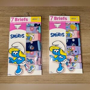 NWT Bundle of 2 THE SMURFS Girls' Briefs Set. Size 8.